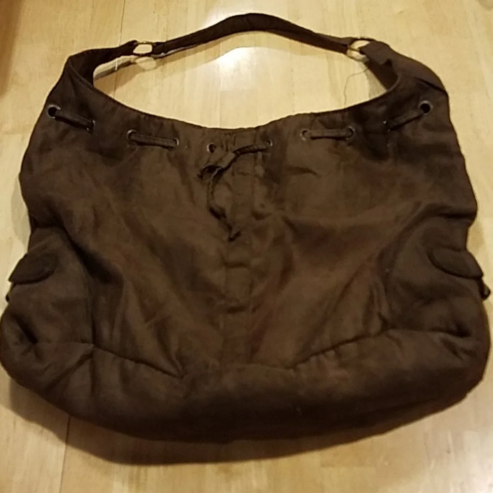 Nordstrom faux suede brown‎ bucket hobo bag